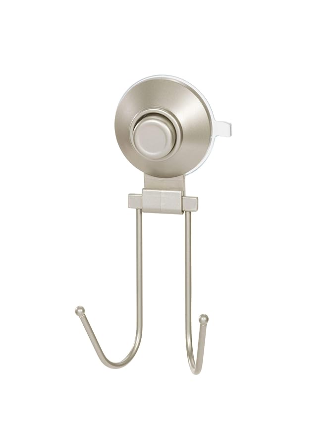 InterDesign Everett Push Lock Suction Bathroom Double Hook For Towels Loofahs And 2.43 Inch X 3.17 Inch X 6.71 Inch Satin - Image 5