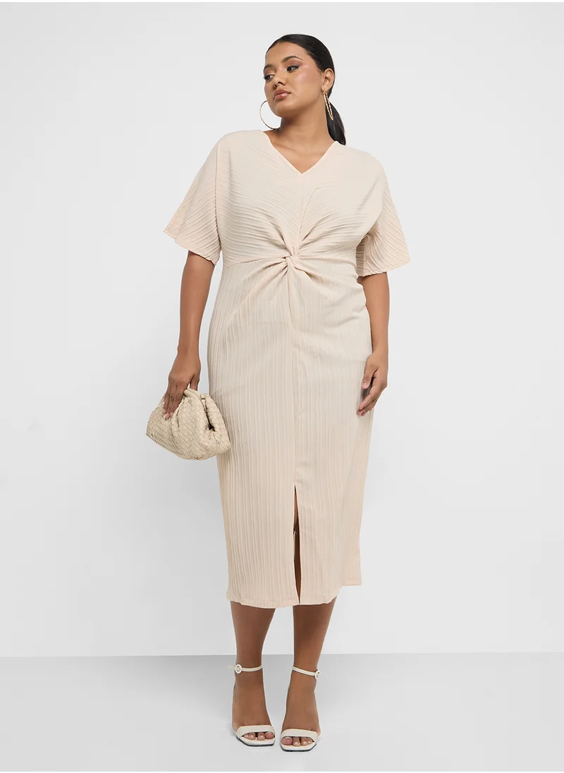 Ginger Plus Ribbed Knitted Midi Dress