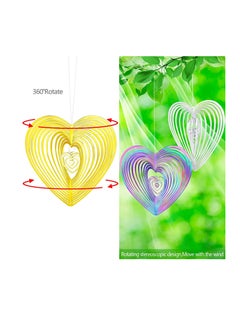 Excefore 3Pcs Heart Design Strong Visual Bird Repellent Reflective Pinwheels Deterrent Scarers Sparkly Wind Spinner for Anti-Bird Places Gold Silver Purple 3D Beating Flowing-Light Effect Garden Decorations  - Image 3