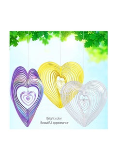 Excefore 3Pcs Heart Design Strong Visual Bird Repellent Reflective Pinwheels Deterrent Scarers Sparkly Wind Spinner for Anti-Bird Places Gold Silver Purple 3D Beating Flowing-Light Effect Garden Decorations  - Image 2