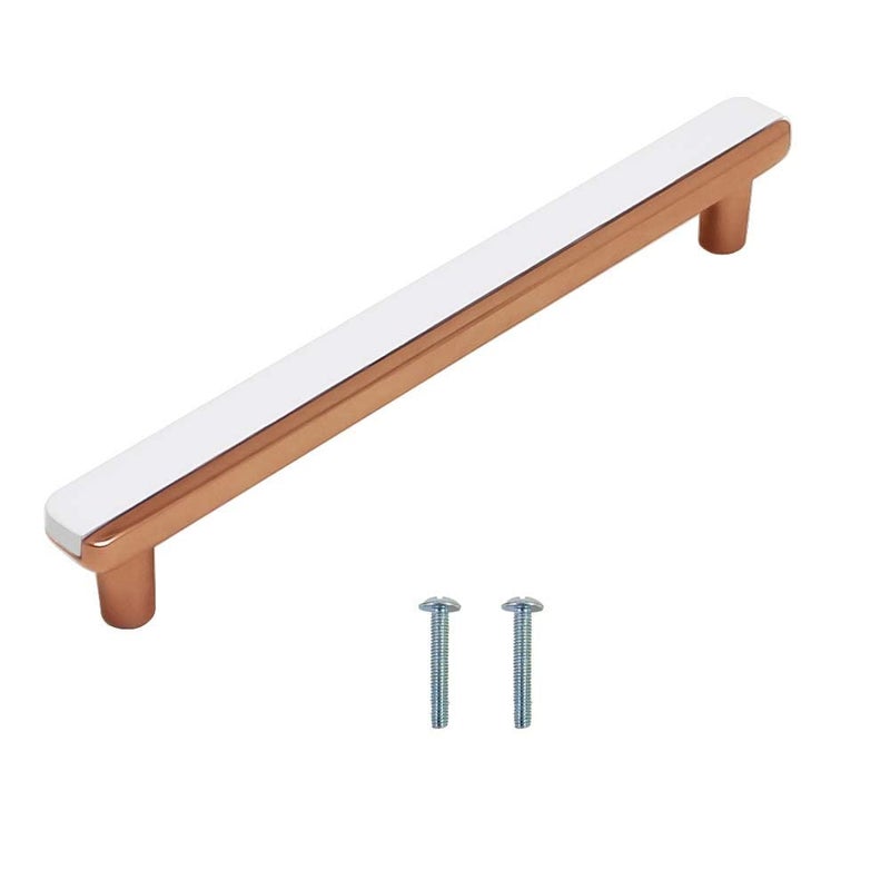 Volo VOLO White Rose Gold CabinetWardrobe Door HandlesCupboard Drawer Pull HandleKitchen Drawer Pulls Knob_S178 White Rose Gold Finish 96 mm 2  - Image 1