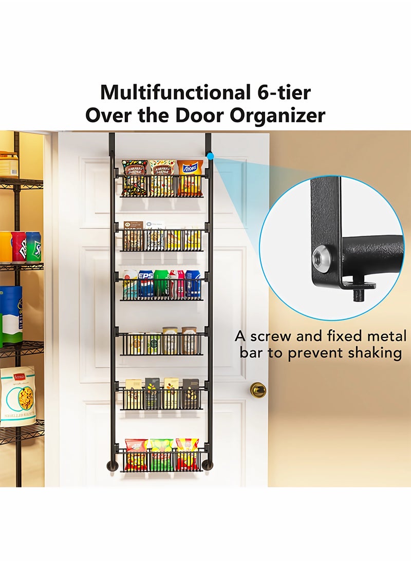 WEMART - Pantry Organizer, Metal Pantry Organizers and Cabinets, 6-Tier Door Top Organizer, Pantry Door Organizer, Easy to Install, Length 39 x Width 14 x Height 160CM, Black - Image 1