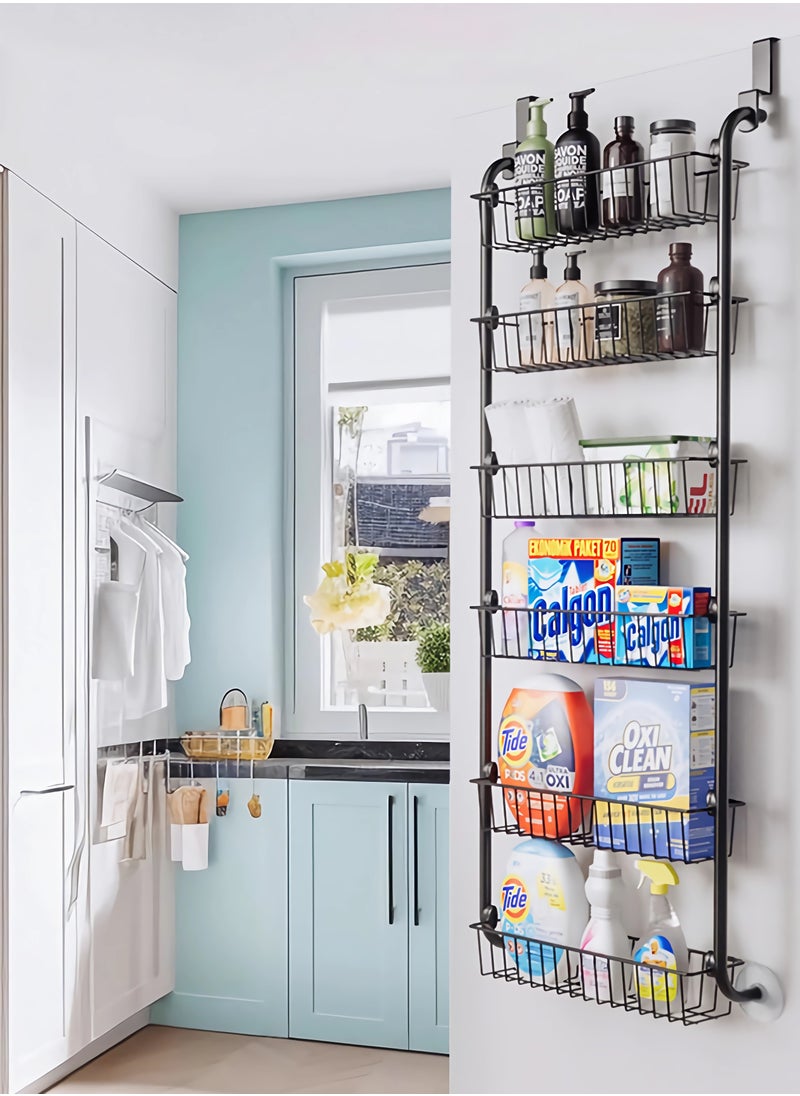 WEMART - Pantry Organizer, Metal Pantry Organizers and Cabinets, 6-Tier Door Top Organizer, Pantry Door Organizer, Easy to Install, Length 39 x Width 14 x Height 160CM, Black - Image 1