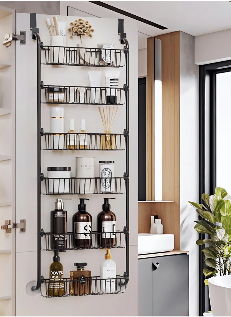 WEMART - Pantry Organizer, Metal Pantry Organizers and Cabinets, 6-Tier Door Top Organizer, Pantry Door Organizer, Easy to Install, Length 39 x Width 14 x Height 160CM, Black - Image 1