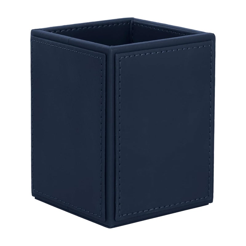 V-CUBE DESIGNS Premium Vegan Leather Pen Holder for Desk & Study Table Accessory | Marker/Pencil Stand for Student | Stationery Organizer for Office Table & Home | 6mm Thickness with MDF Core | Blue - Image 2
