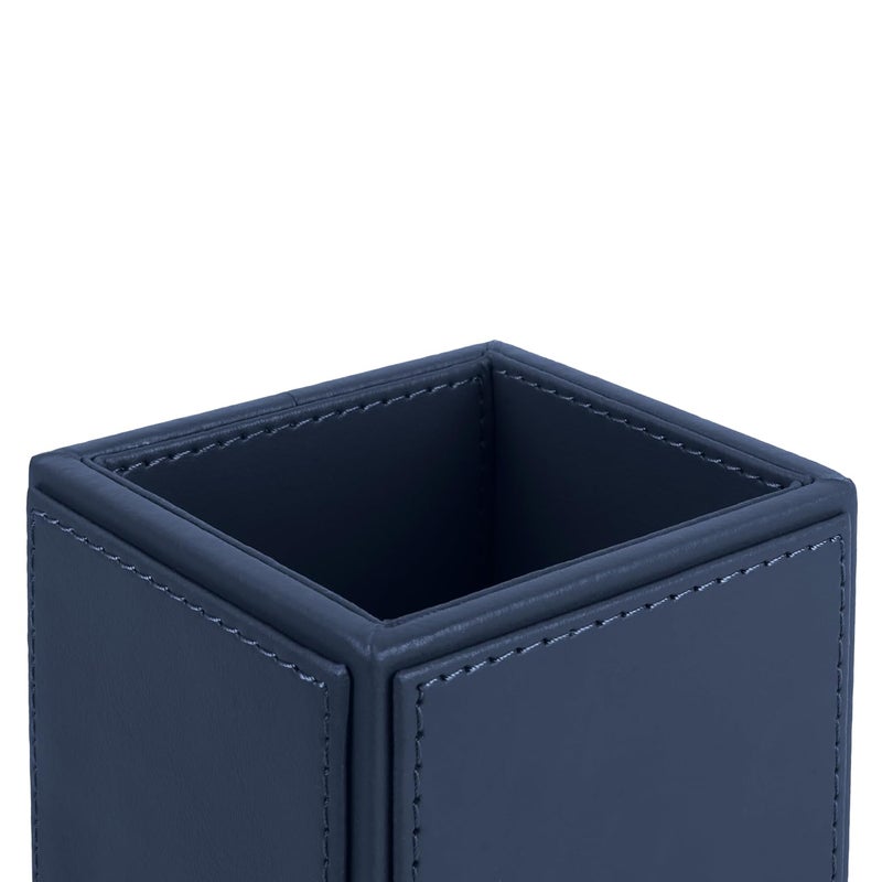 V-CUBE DESIGNS Premium Vegan Leather Pen Holder for Desk & Study Table Accessory | Marker/Pencil Stand for Student | Stationery Organizer for Office Table & Home | 6mm Thickness with MDF Core | Blue - Image 3