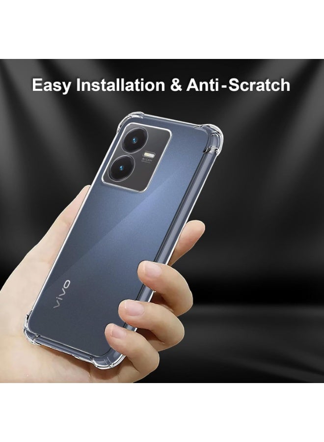 جراب متوافق مع Vivo Y22s / Y22، غطاء شفاف من مادة TPU (سيليكون) مقاوم للصدمات، مزود بحماية للكاميرا وزوايا معززة ضد الصدمات - شفاف. - Image 2