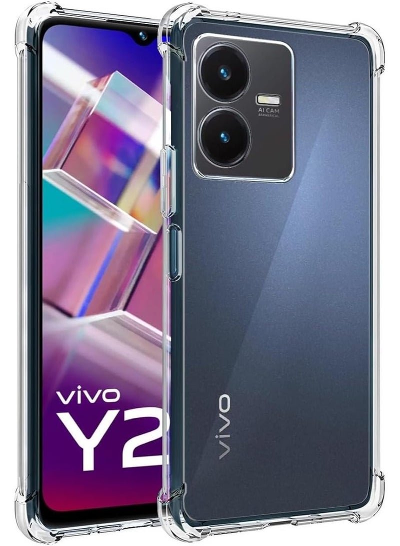 جراب متوافق مع Vivo Y22s / Y22، غطاء شفاف من مادة TPU (سيليكون) مقاوم للصدمات، مزود بحماية للكاميرا وزوايا معززة ضد الصدمات - شفاف. - Image 1