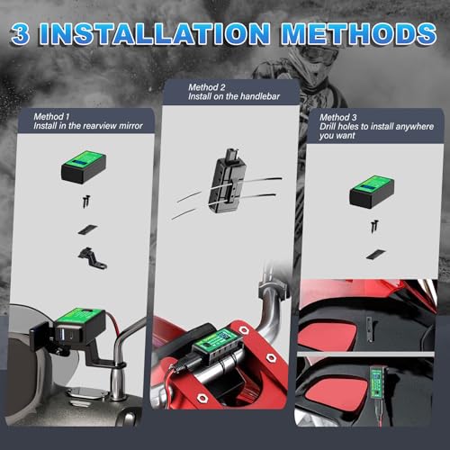 YONHAN Motorcycle Phone Charger, Total 60W 6.8A Dual USB Type C PD & QC 3.0 Motorcycle USB Charger, SAE to USB Adapter with Voltmeter & ON/Off Switch, Waterproof Motorcycle Accessories for Phone - Image 5