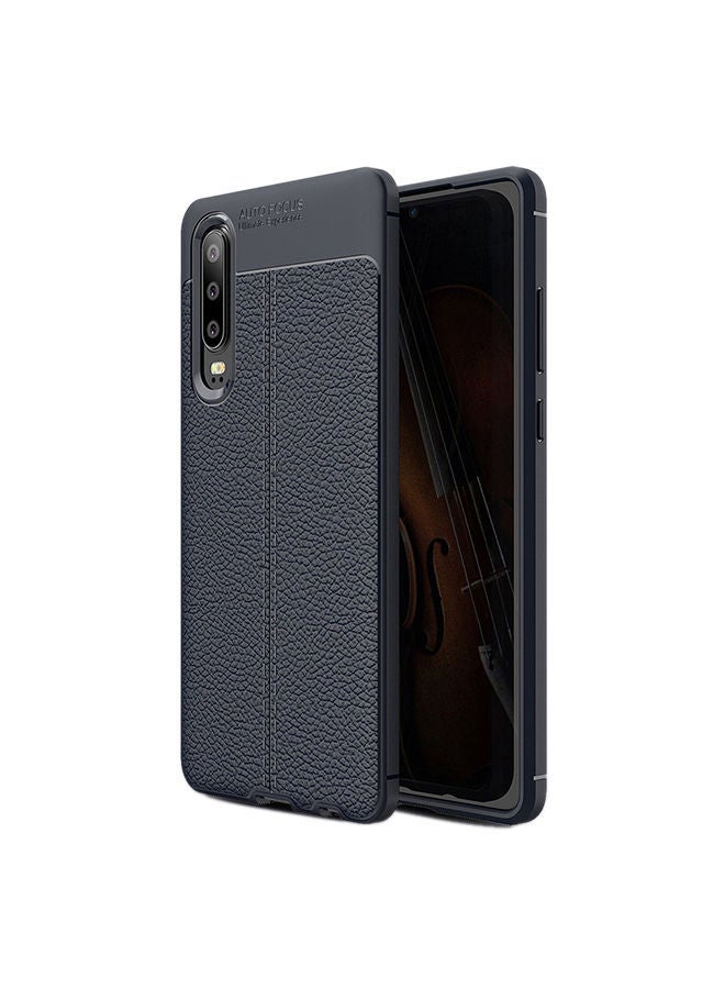 NIBEMINENT Litchi Texture TPU Shockproof Case Cover For Huawei P30 Navy Blue