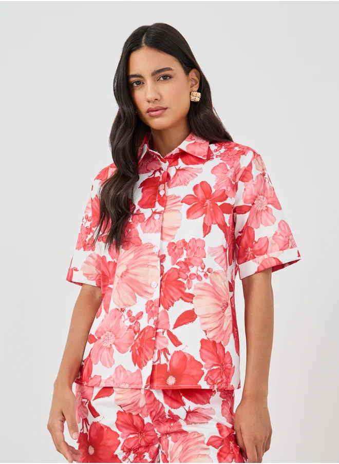 ستايلي Styli Printed Collared Buttoned Shirt and Pants Co-Ords