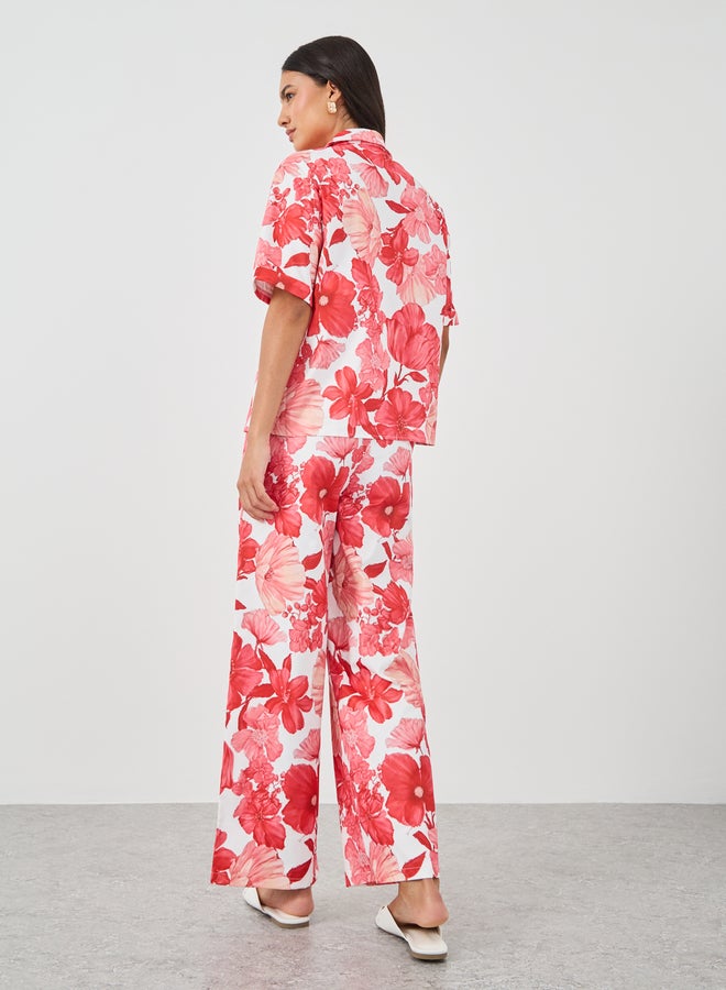 Styli Styli Printed Collared Buttoned Shirt and Pants Co-Ords  - Image 5