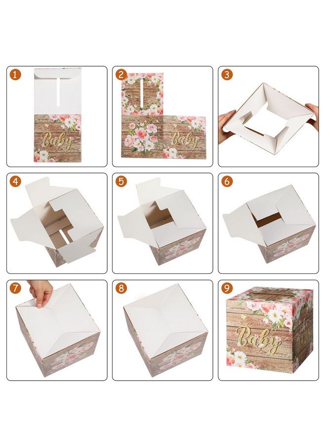 Pajean 50 Pcs Floral Diaper Raffle Tickets with Card Box Baby Shower Holder Decorations for Girl Game Insert Party (Burlywood) - Image 3