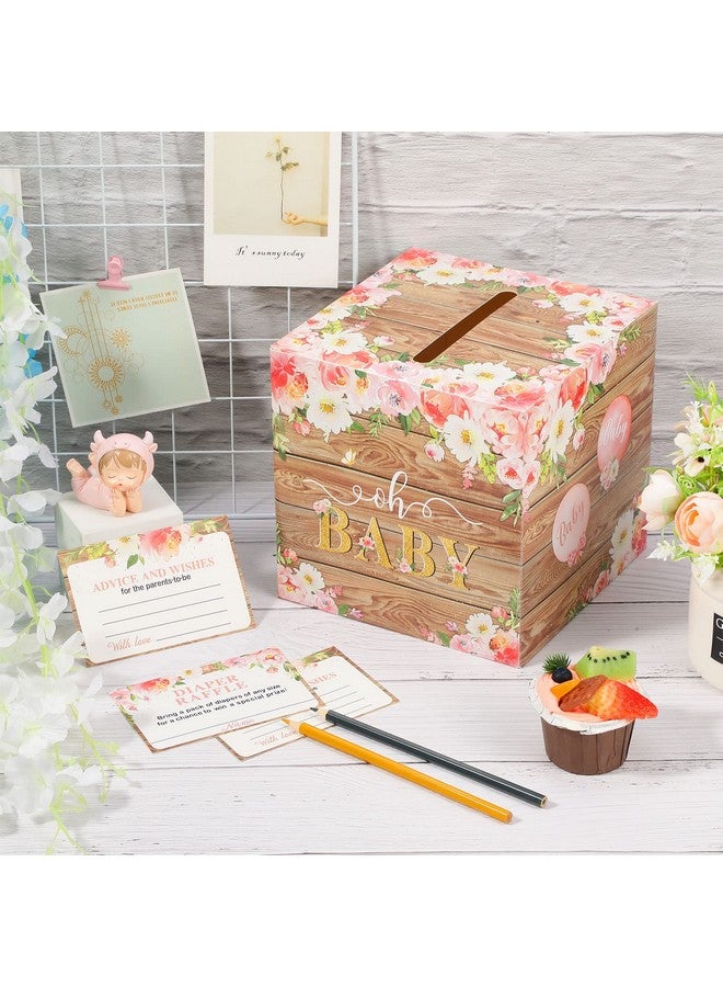 Pajean 50 Pcs Floral Diaper Raffle Tickets with Card Box Baby Shower Holder Decorations for Girl Game Insert Party (Burlywood) - Image 5