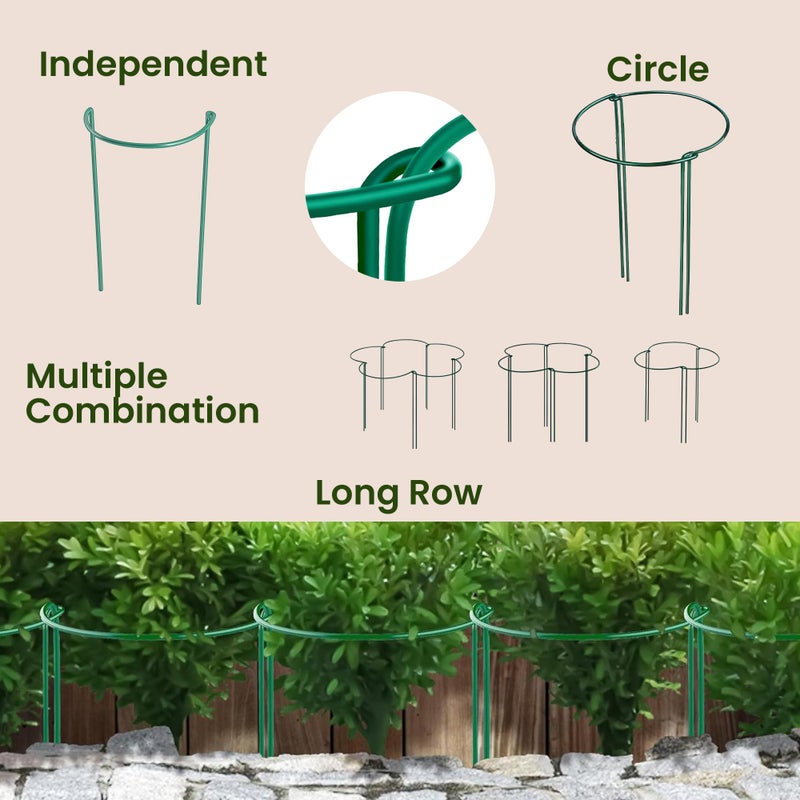 K-Brands 6 Pack Plant Support Stakes â€“ Tall Plant Stakes for Indoor and Outdoor Gardens - Peony Cages and Supports - Cage Rings for Potted Flowers, Peony, Hydrangea, and Rose Bush (10" W x 16" - 24" H) - Image 4