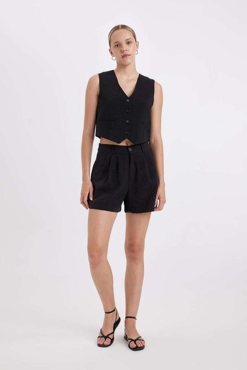 DeFacto Black Woman Regular Fit Normal Waist Short Leg Modal Shorts Casual - Image 2