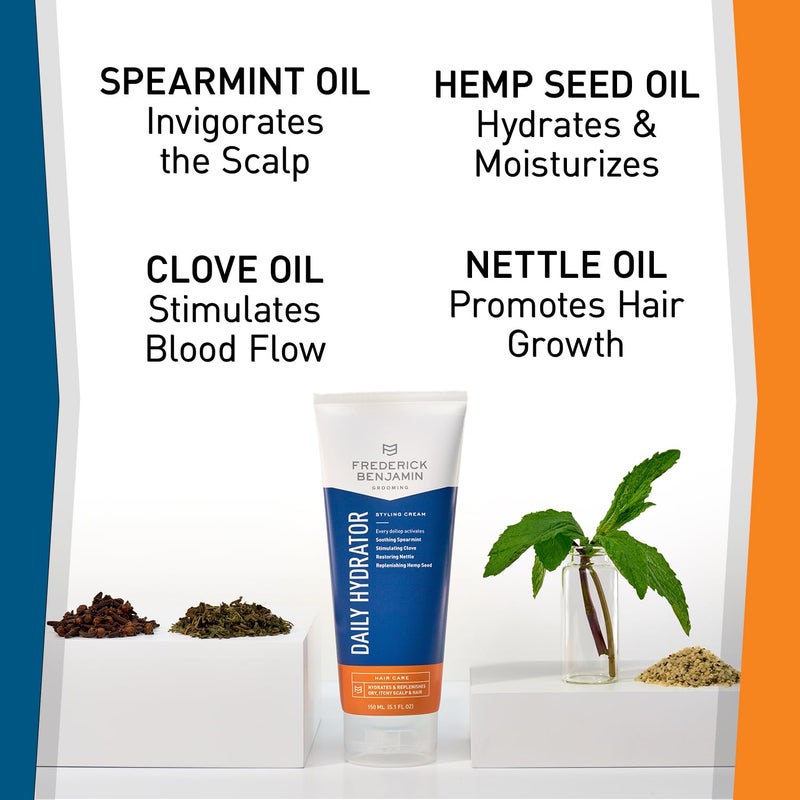 Frederick Benjamin Daily Hydrator, Hydrating Hair Cream with Light Hold, Natural Hair Moisturizer for Men, Hydrates & Replenishes Dry, Itchy Scalp & Hair, 5.1oz - Image 4