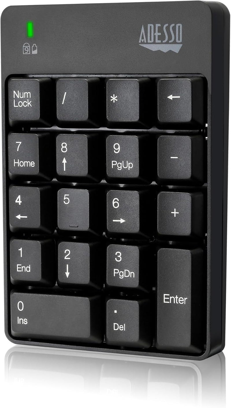 Adesso WKB-6010UB - Wireless Spill Resistant 18-Key Numeric Keypad Number Pad, Black - Image 4