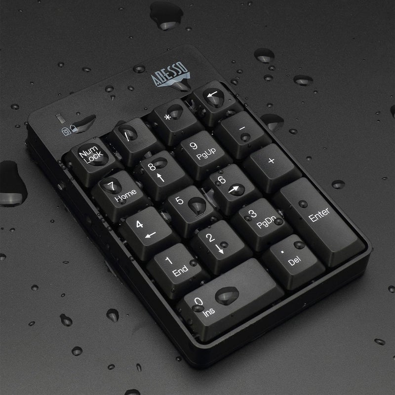 Adesso WKB-6010UB - Wireless Spill Resistant 18-Key Numeric Keypad Number Pad, Black - Image 2