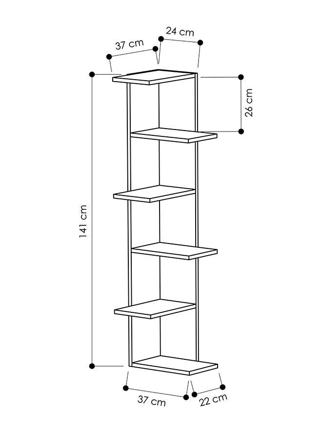 Mourah Home خزانة كتب زاوية ساسو حديثة 6 طبقات متعددة التخزين رف عرض لوحدة غرفة النوم والمعيشة 24X141X37 سم (أبيض/بني) - Image 5
