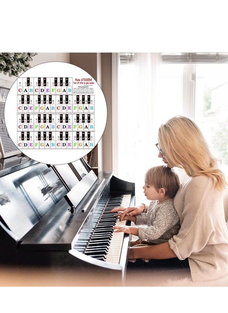 ULHYC Piano Key Stickers for 88/61/54/49/37 Key Full Set for White and Black Keys Color Bigger Letter Thinner Transparent Removable Electronic Piano Keyboard Stickers  - Image 4