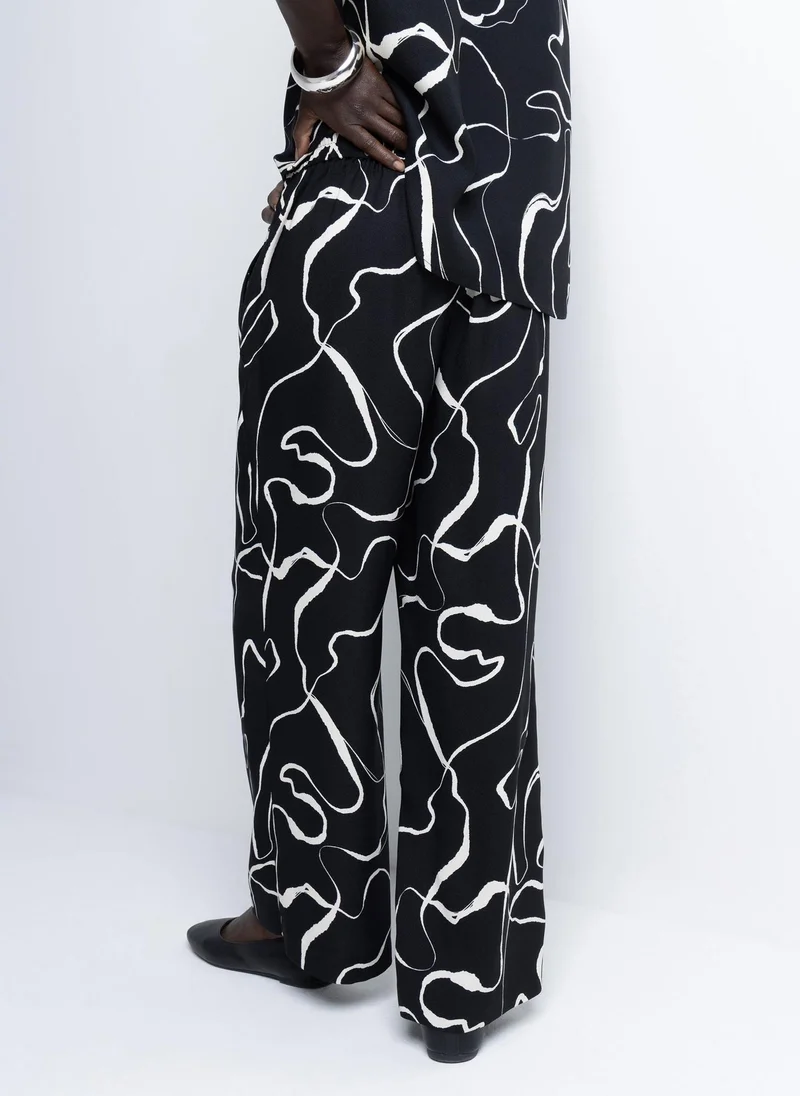 Matalan Et Vous Wiggle Print Wide Leg Trousers