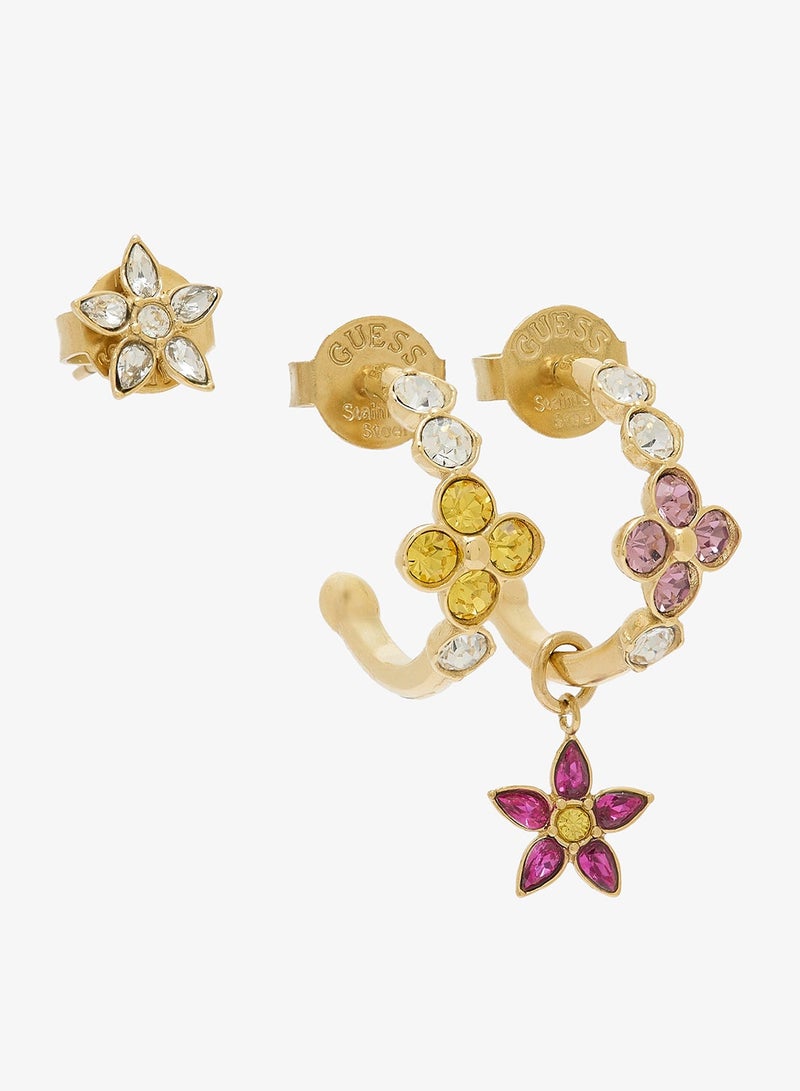 GUESS Crystal Flowers Earrings Set - Image 5