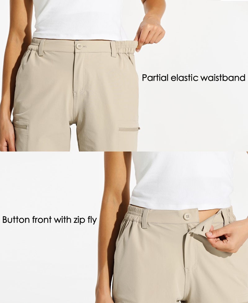 Willit Women's 10" Hiking Cargo Shorts Stretch Golf Active Long Quick Dry Outdoor Summer Shorts Khaki L - Image 4