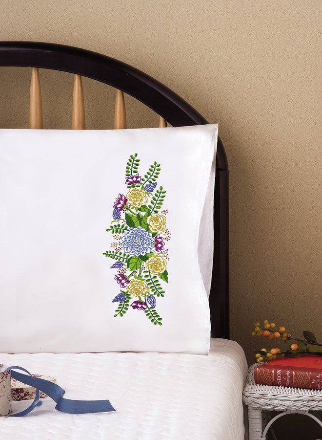 Tobin Stamped Pillowcases, Floral Fantasy, 20" x 30" Embroidery Kit, Floral - Image 3