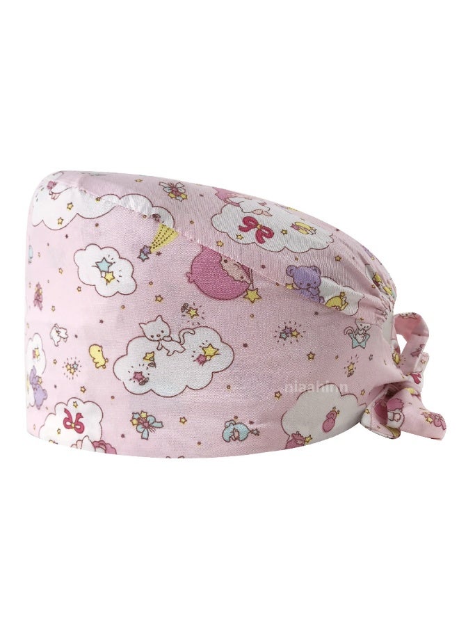 NIBEMINENT Scrubs Cap  Cotton Print Surgery Scrub Hats Nurse Caps Medical Accessories Beauty Salon Pet Shop Lab Work Hat Chef Hat