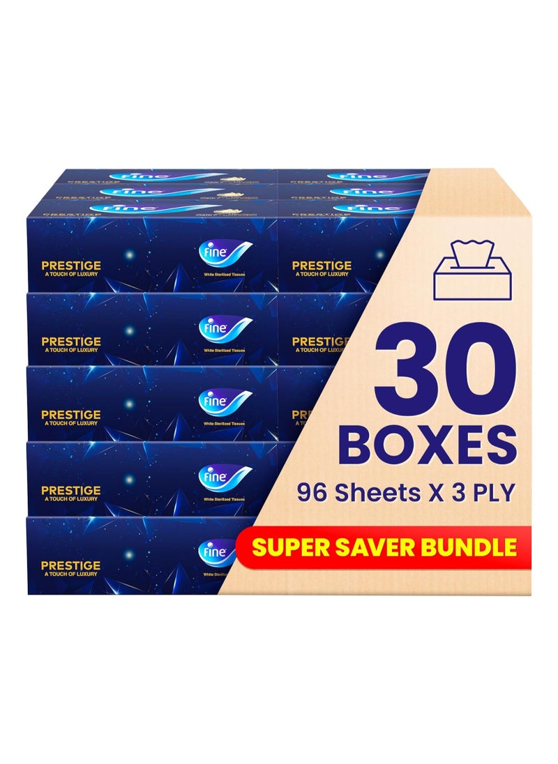 Fine 3 Ply Prestige Facial Tissue 96 sheets 30 Boxes  - Image 1