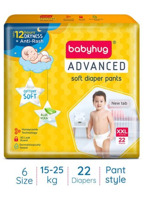 Babyhug Advanced Pant Style Diapers with Aloe Vera, Size 6 - 22 Pieces