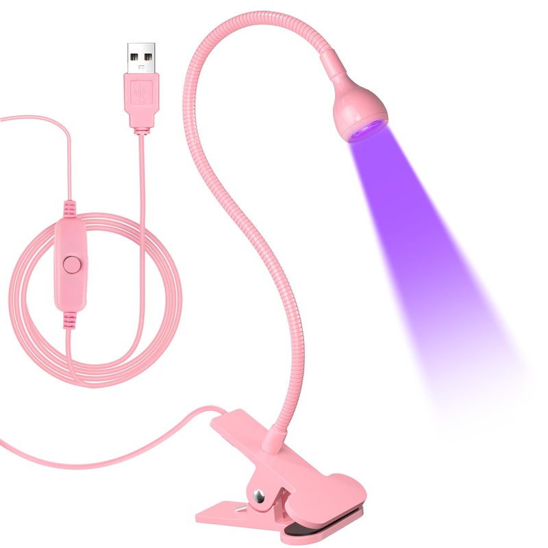 AORAEM LED Nail Lamps 3W Flexible Gooseneck Lamp Quicky Dry Nail Manicure Dryer Gel Polish Curing Light Plug Play Portable Flash Cure Light for Gel Nails Home DIY Professional Nail Tools Pink - Image 1