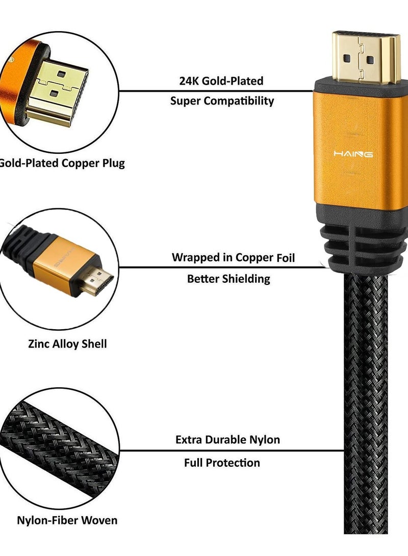 هينغ كابل مضفر من 4K HD إلى HDMI عالي السرعة فائق الدقة بطول 3 متر كابل V1.4 HDMI مطلي بالذهب عيار 24 - Image 2