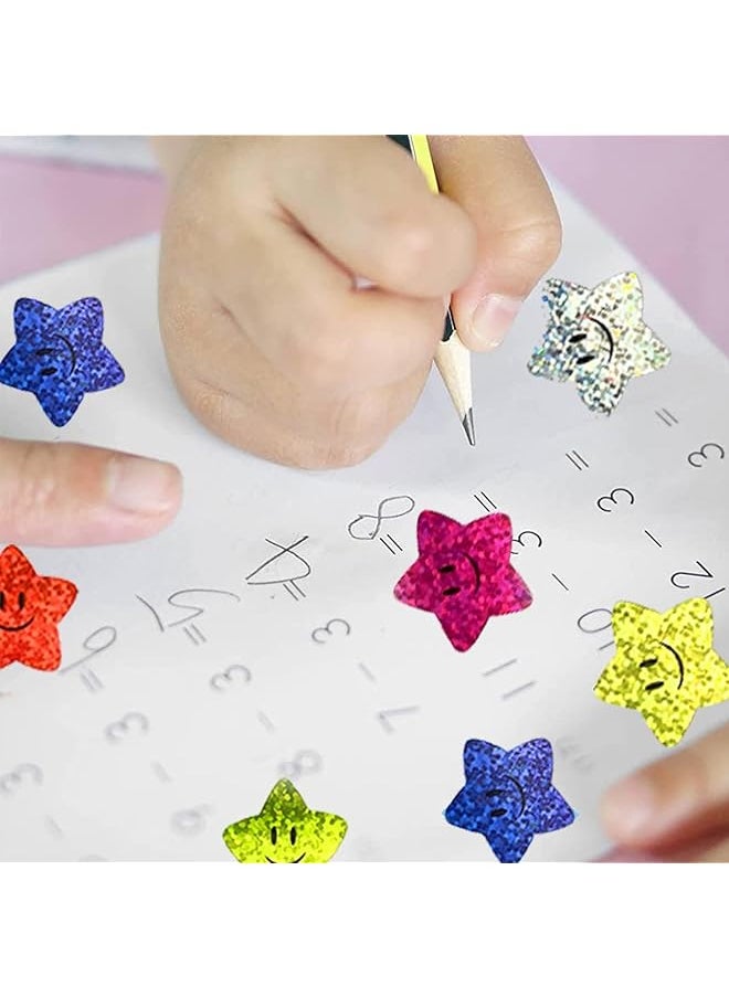 X spring Star Stickers 500Pcs Smiley Face Star Stickers For Kids Reward 2.5Cm Sparkly Foil Star Stickers With 8 Colored For Student Planner And School Classroom Teacher Supplies  - Image 2