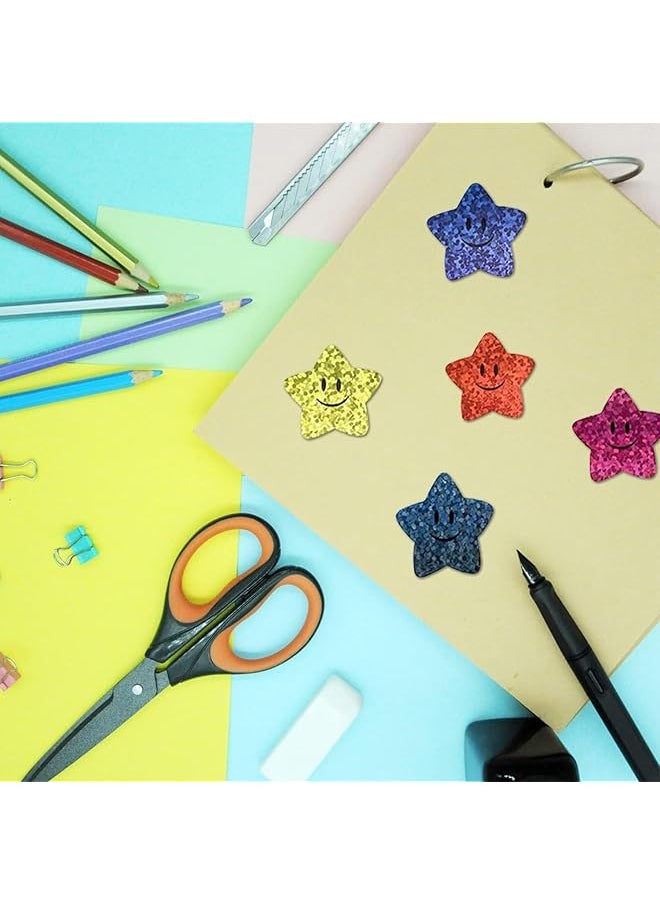 X spring Star Stickers 500Pcs Smiley Face Star Stickers For Kids Reward 2.5Cm Sparkly Foil Star Stickers With 8 Colored For Student Planner And School Classroom Teacher Supplies  - Image 4