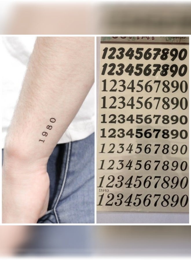 Beautifully Designed Tattoo Sticker Of Black Number For Hand And Body 