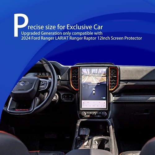 XXCIWP Only for 2025 2026 Ford Ranger LARIAT/Raptor Screen Protector for Ford Ranger 2026 2025 2024 Accessories 12Inch TouchScreen Clear Display Protector Film infotainment screen protector Tempered Glass 12'' - Image 2