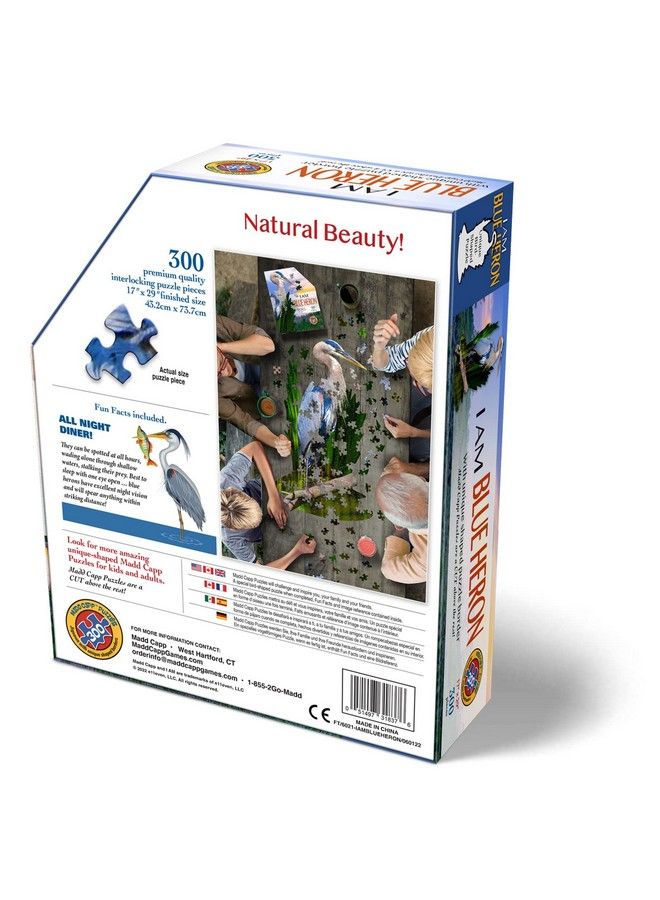 Madd Capp Madd Capp Blue Heron 300 Piece Jigsaw Puzzle For Ages 10 And Up 6021 Unique Shaped Border Challenging Random Cut Deluxe Five Sided Tamperproof Box Includes Educational Madd Capp Fun Facts  - Image 4