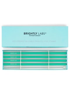 BRIGHTLY LABS Stainless Steel Straw Reusable Metal Drinking Straw With Cleaner Brush For Home Party Barware Bar Accessories, Set of 4 (Green) and Cleaning Brush  - Image 4