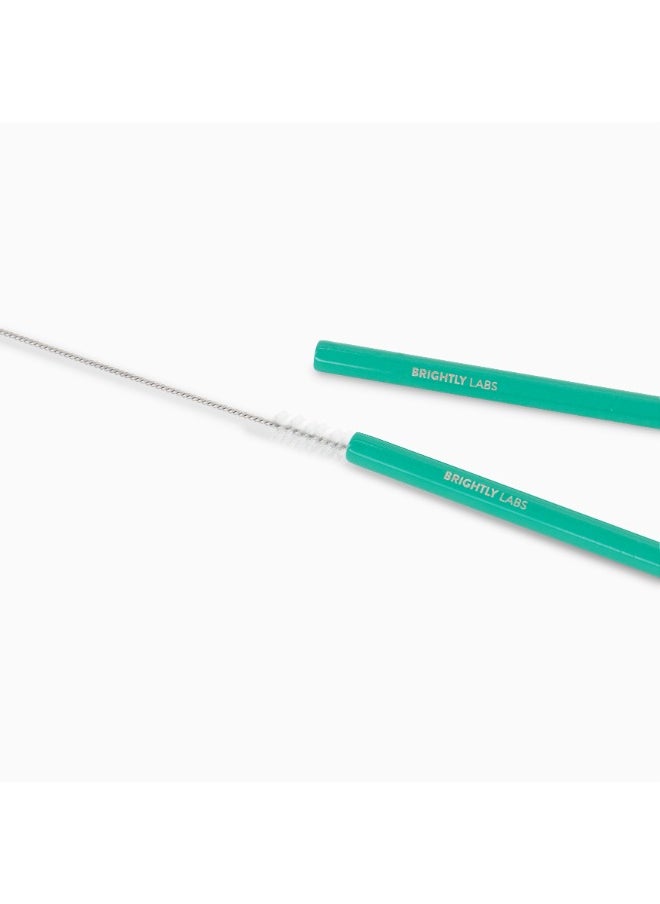 BRIGHTLY LABS Stainless Steel Straw Reusable Metal Drinking Straw With Cleaner Brush For Home Party Barware Bar Accessories, Set of 4 (Green) and Cleaning Brush  - Image 3