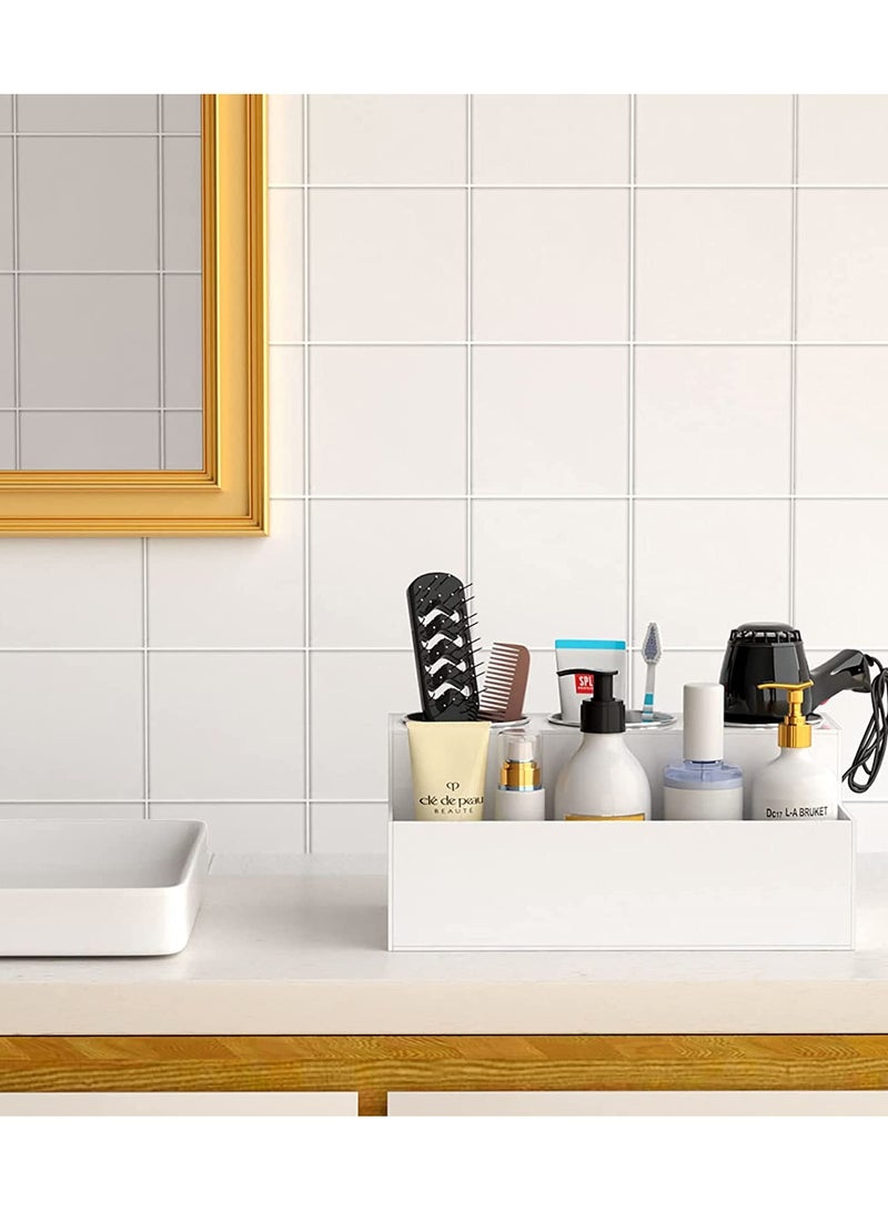 Eworld White Acrylic Bathroom Countertop Hair Tools Organizer for Makeup Accessories Hair Straightener and Dryers - Image 5