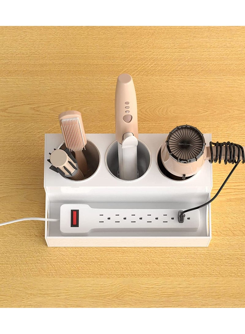 Eworld White Acrylic Bathroom Countertop Hair Tools Organizer for Makeup Accessories Hair Straightener and Dryers - Image 4