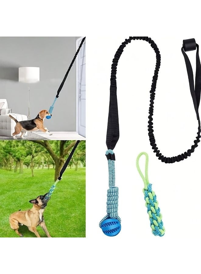 MOWKIT Durable Fabric Bungee Dog Toy - Interactive Stretch & Tug-of-War Pet Toy, Durable Chew Rope for Dental Health, Ideal for Indoor/Outdoor Use, Medium Breed Recommendation, Geometric Pattern, No Batteries Required, Interactive Dog Toy|Playful Dog Design|Stretchy Fabric Rope, Dog Toys for Chewin - Image 1