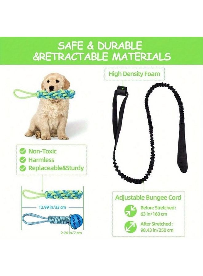 MOWKIT Durable Fabric Bungee Dog Toy - Interactive Stretch & Tug-of-War Pet Toy, Durable Chew Rope for Dental Health, Ideal for Indoor/Outdoor Use, Medium Breed Recommendation, Geometric Pattern, No Batteries Required, Interactive Dog Toy|Playful Dog Design|Stretchy Fabric Rope, Dog Toys for Chewin - Image 2