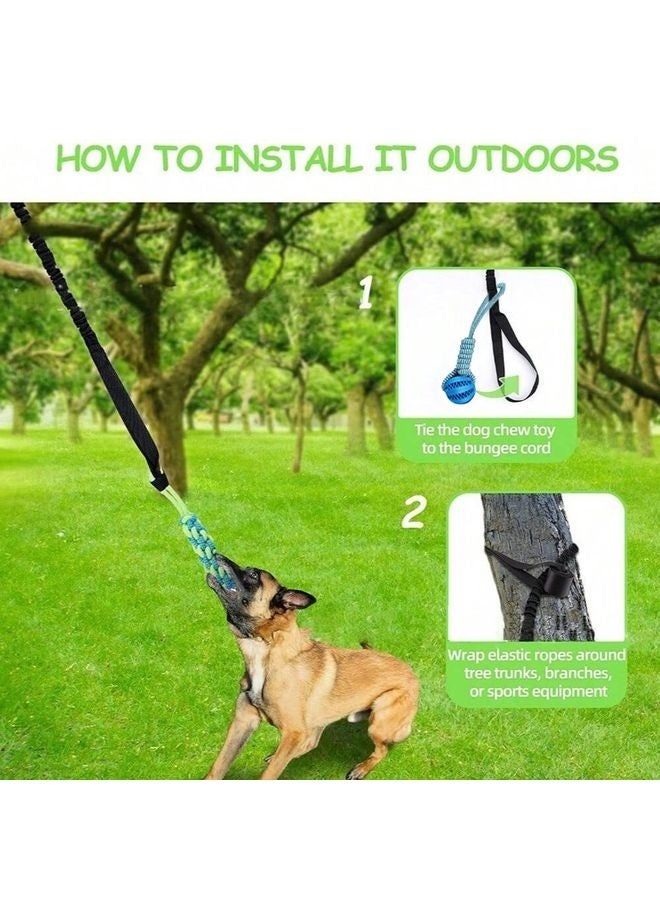 MOWKIT Durable Fabric Bungee Dog Toy - Interactive Stretch & Tug-of-War Pet Toy, Durable Chew Rope for Dental Health, Ideal for Indoor/Outdoor Use, Medium Breed Recommendation, Geometric Pattern, No Batteries Required, Interactive Dog Toy|Playful Dog Design|Stretchy Fabric Rope, Dog Toys for Chewin - Image 4