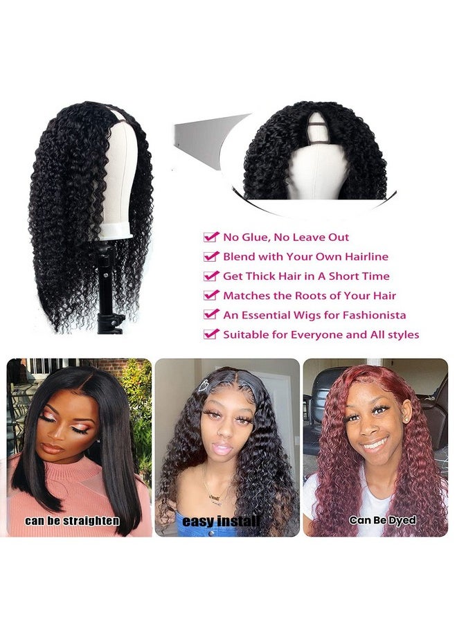 Ainmeys Curly V Part Wigs Brazilian Kinky Curly Human Hair Wigs For Black Women V Shape Wigs No Leave Out Lace Front Wigs Upgrade U Part Wigs Glueless Full Head Clip In Half Wigs(18In 180% Density)  - Image 5