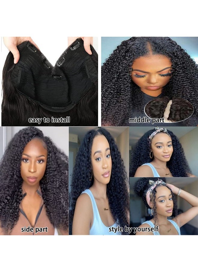 Ainmeys Curly V Part Wigs Brazilian Kinky Curly Human Hair Wigs For Black Women V Shape Wigs No Leave Out Lace Front Wigs Upgrade U Part Wigs Glueless Full Head Clip In Half Wigs(18In 180% Density)  - Image 4