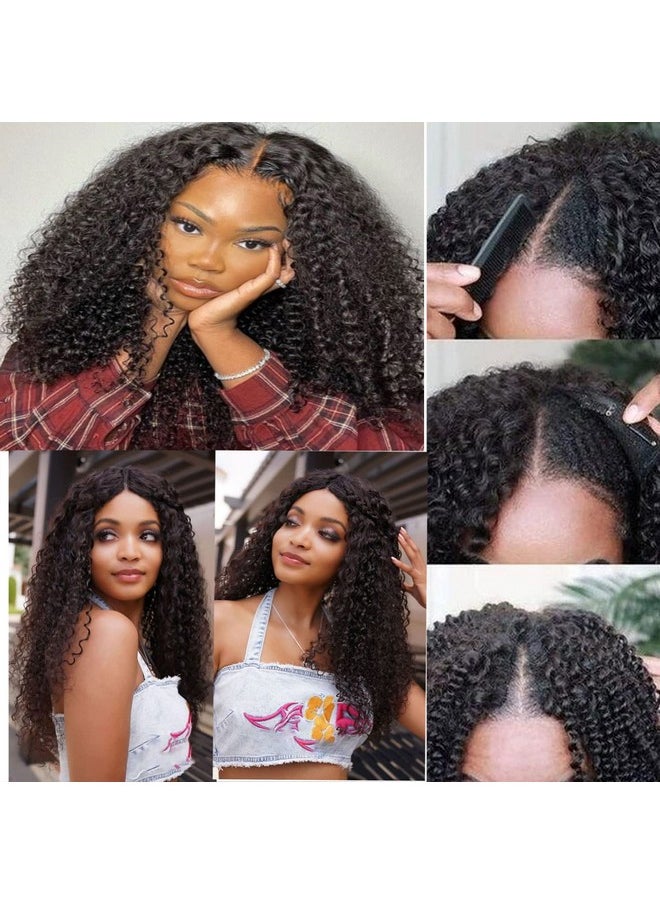 Ainmeys Curly V Part Wigs Brazilian Kinky Curly Human Hair Wigs For Black Women V Shape Wigs No Leave Out Lace Front Wigs Upgrade U Part Wigs Glueless Full Head Clip In Half Wigs(18In 180% Density)  - Image 2