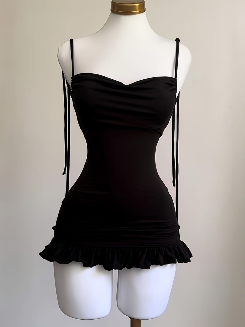 Mini Skirt with Straps, Multi-Way Wearing, Ruffled Tight Low-Neck Short Skirt Dress, Suitable for Shopping, Dates, Queuing, Holidays, Christmas, Halloween, Valentine'S Day Outfit [Niannian] - Image 5